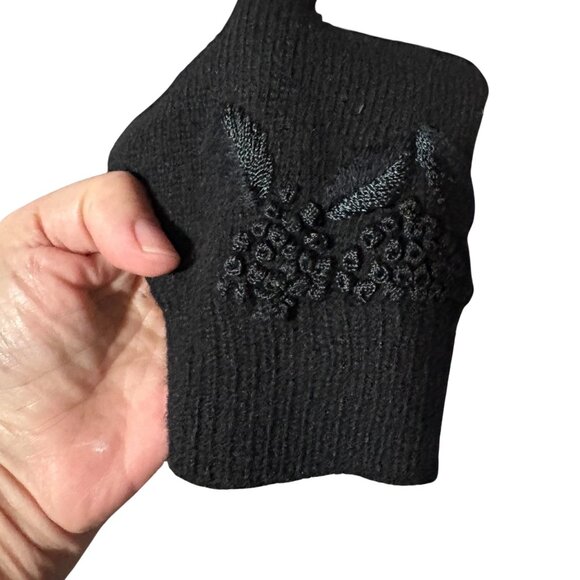 Vintage Paola Conte Beaded Angora Wool Sweater Black Floral Embellished – Size M - Picture 4 of 9